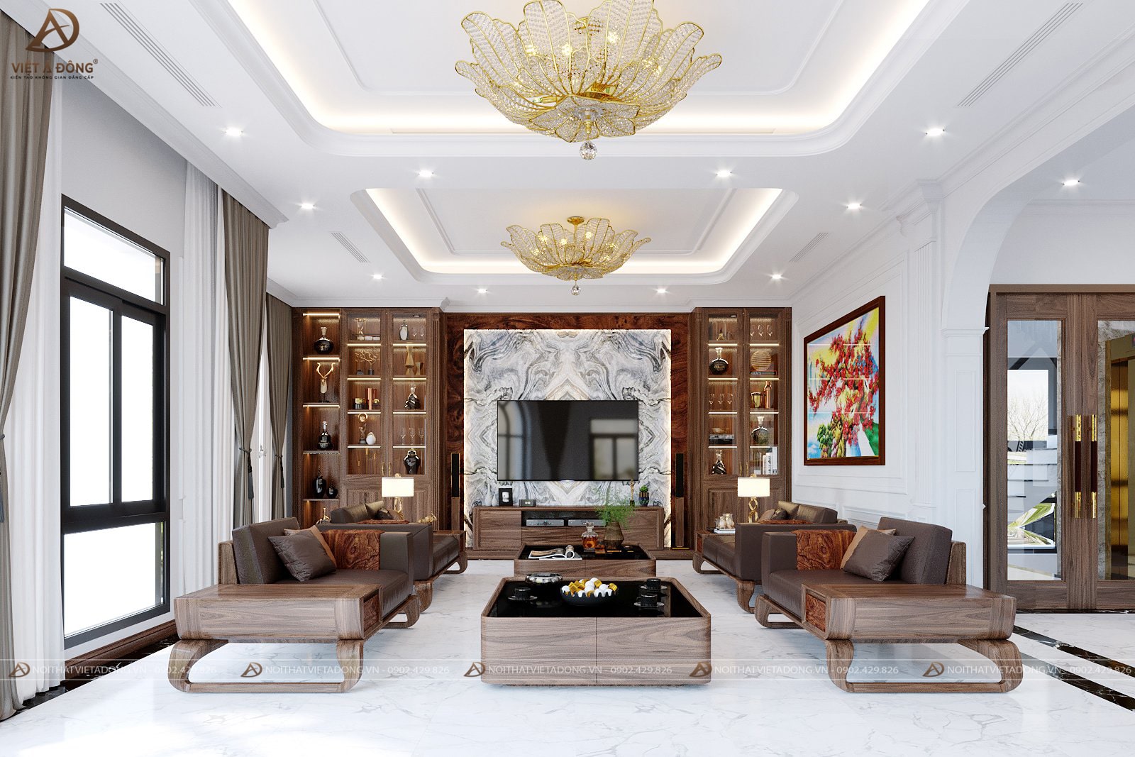Nội thất phòng khách biệt thự Lideco